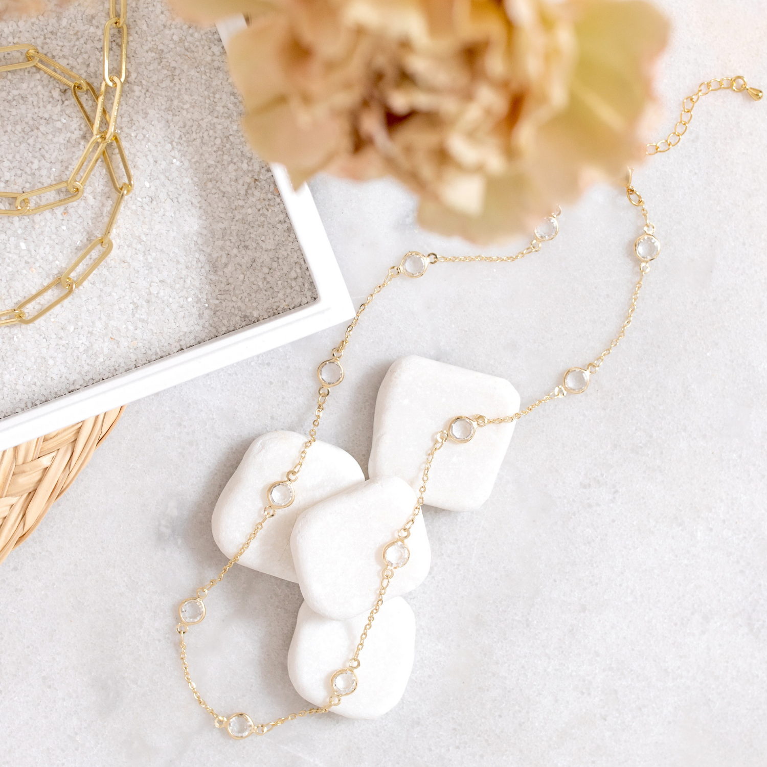 Framed Crystal Accented Collar Necklace - Splendid Iris