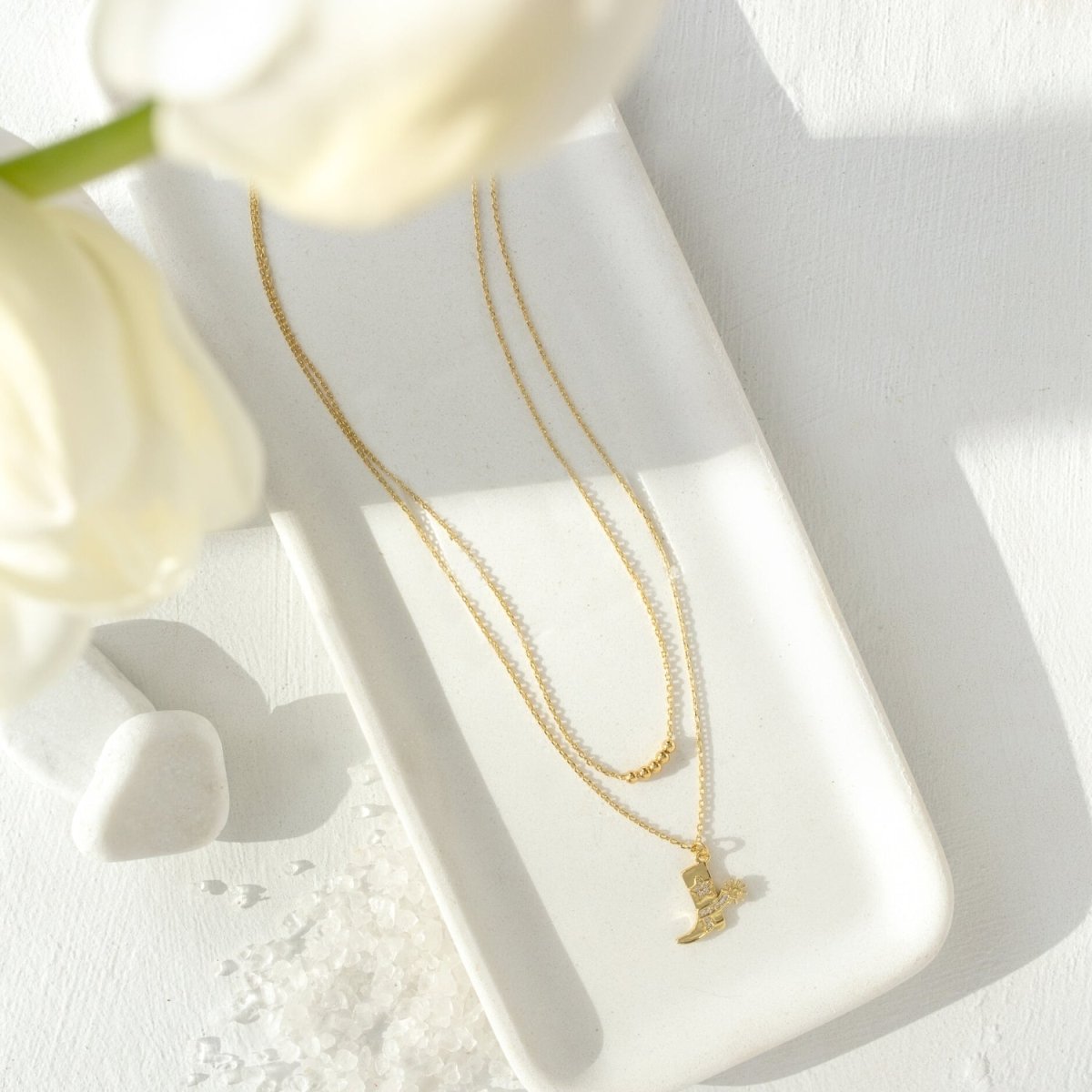 Glitzy Cowgirl Boot Double Necklace - Splendid Iris