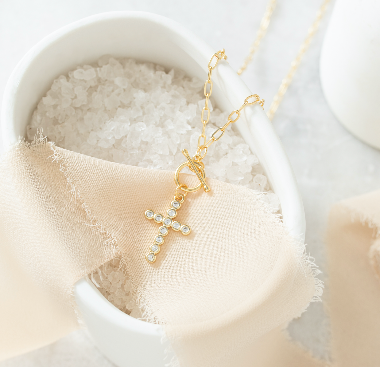 Sparkle Cross Toggle Necklace - Splendid Iris