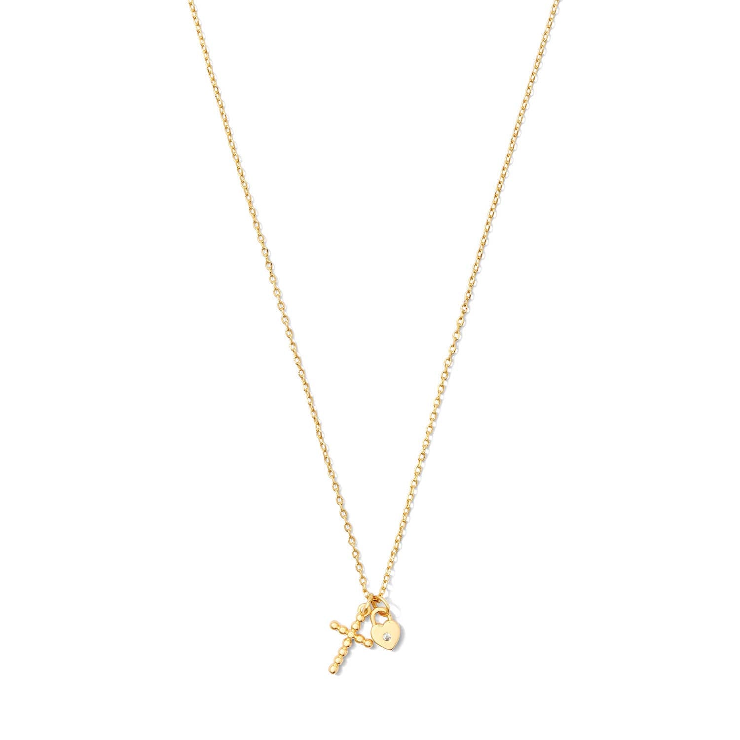 Cross and Heart Pendant Necklace - Splendid Iris