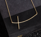 Large Brushed Side Cross Necklace - Splendid Iris