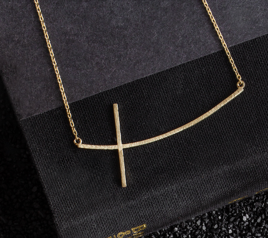 Large Brushed Side Cross Necklace - Splendid Iris
