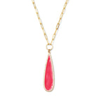 Teardrop Pave Pendant Paperclip Chain Necklace - Splendid Iris