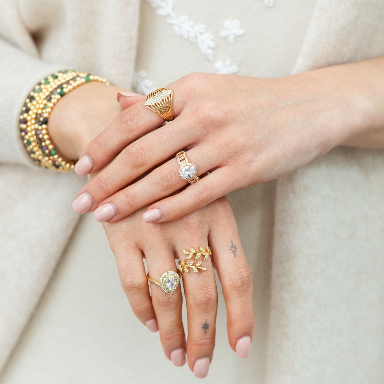 Large Faux Diamond Ring - Splendid Iris