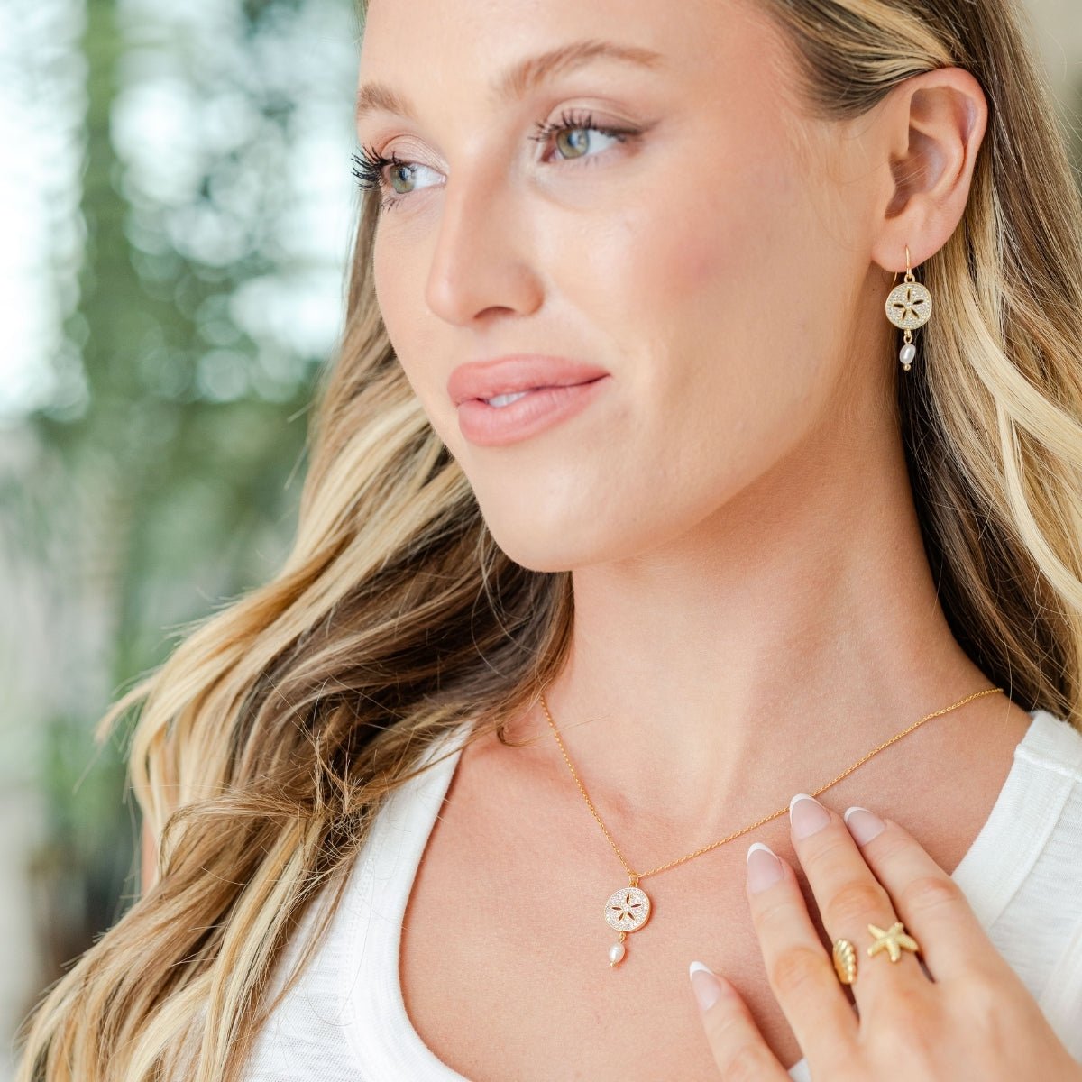 Sparkling Sand Dollar Pearl Earrings - Splendid Iris