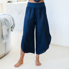 Linen Side Slit Pants - Splendid Iris