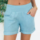 Linen Cuff Shorts with Pockets - Splendid Iris