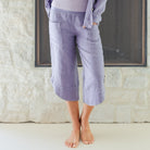 Linen Capri w/2 Large Open Pockets - Splendid Iris