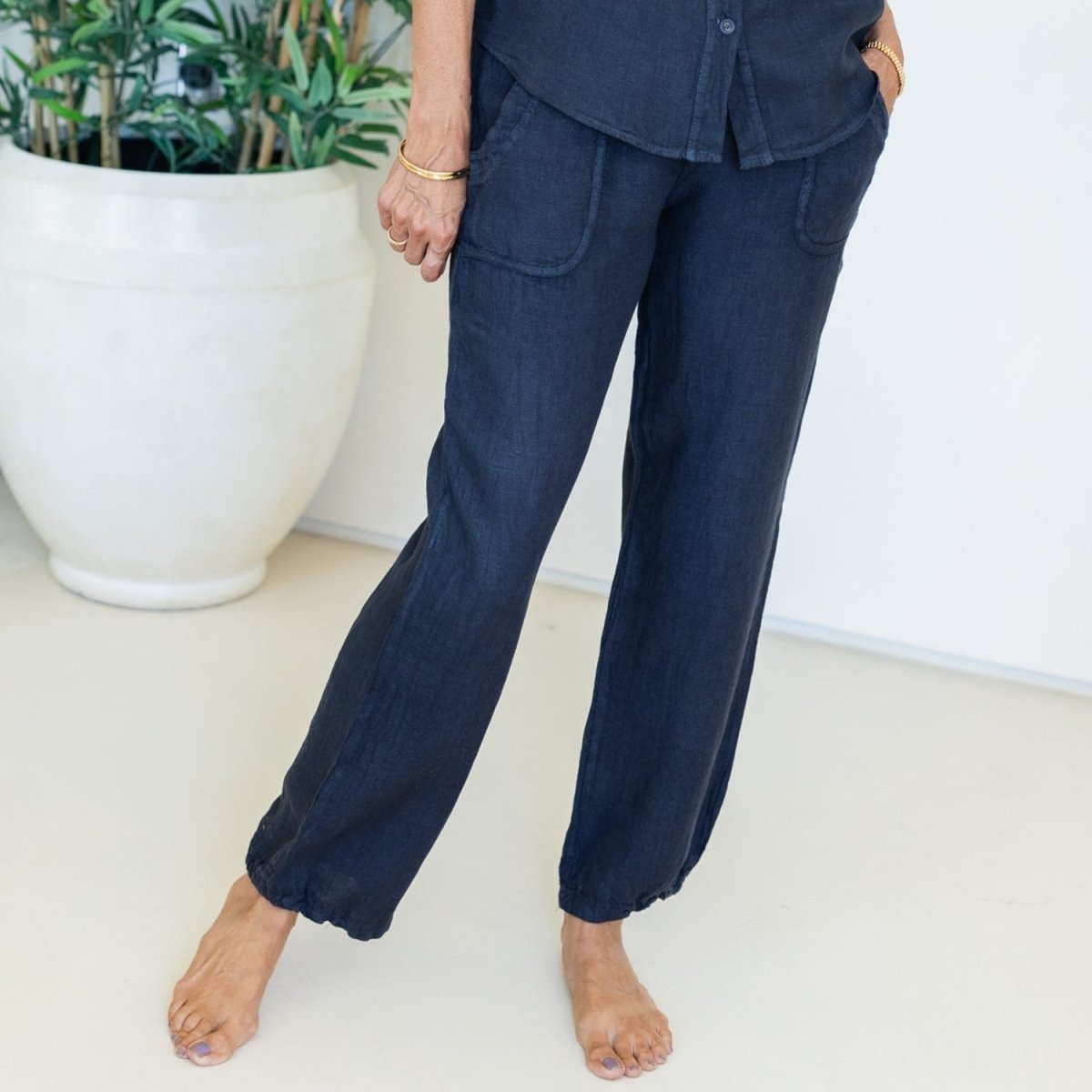 Linen Straight Leg Pants - Splendid Iris