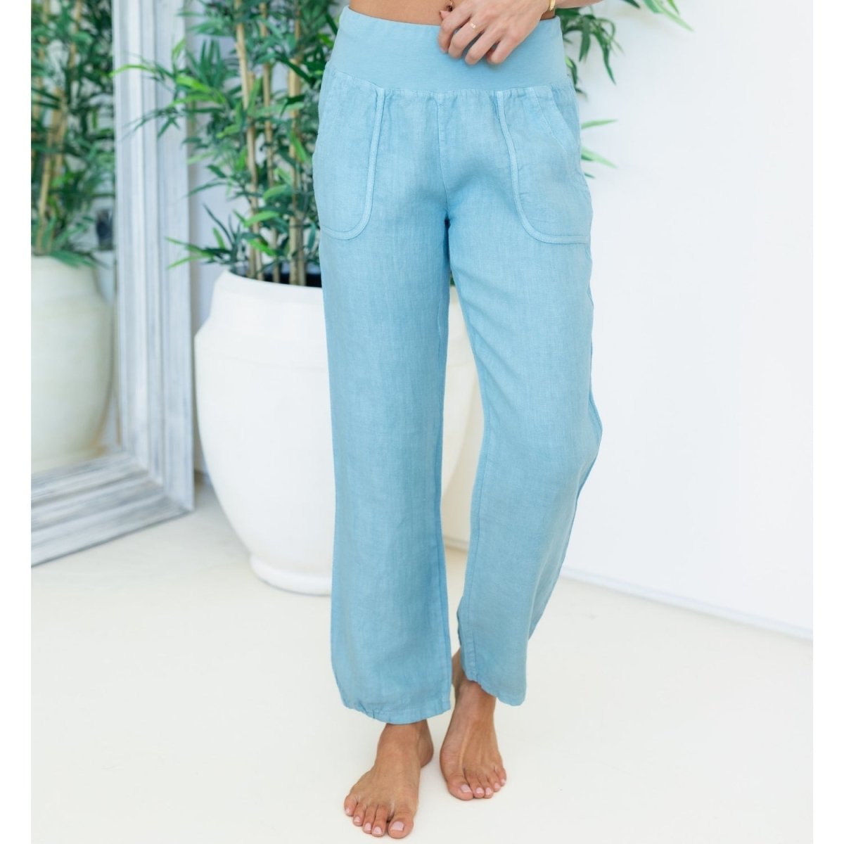 Linen Straight Leg Pants - Splendid Iris