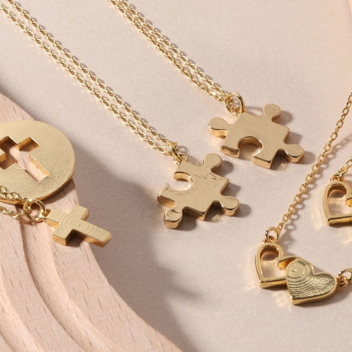 BFF Necklaces - Pair of Puzzle Pieces Necklaces - Splendid Iris