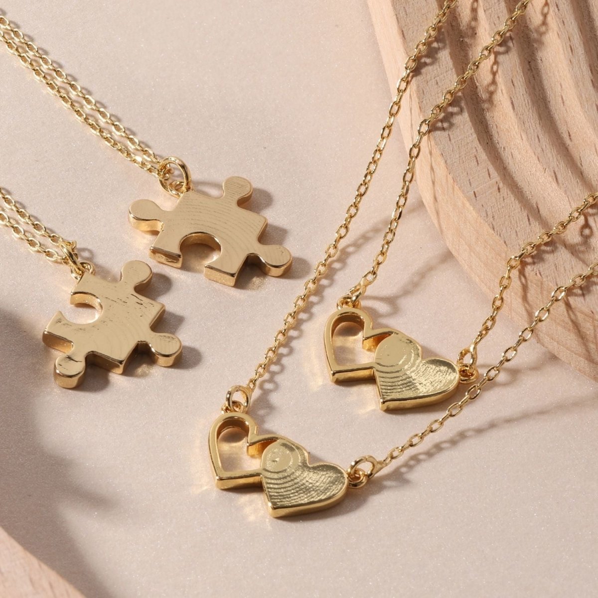 BFF Necklaces - Pair of Side by Side Hearts - Splendid Iris