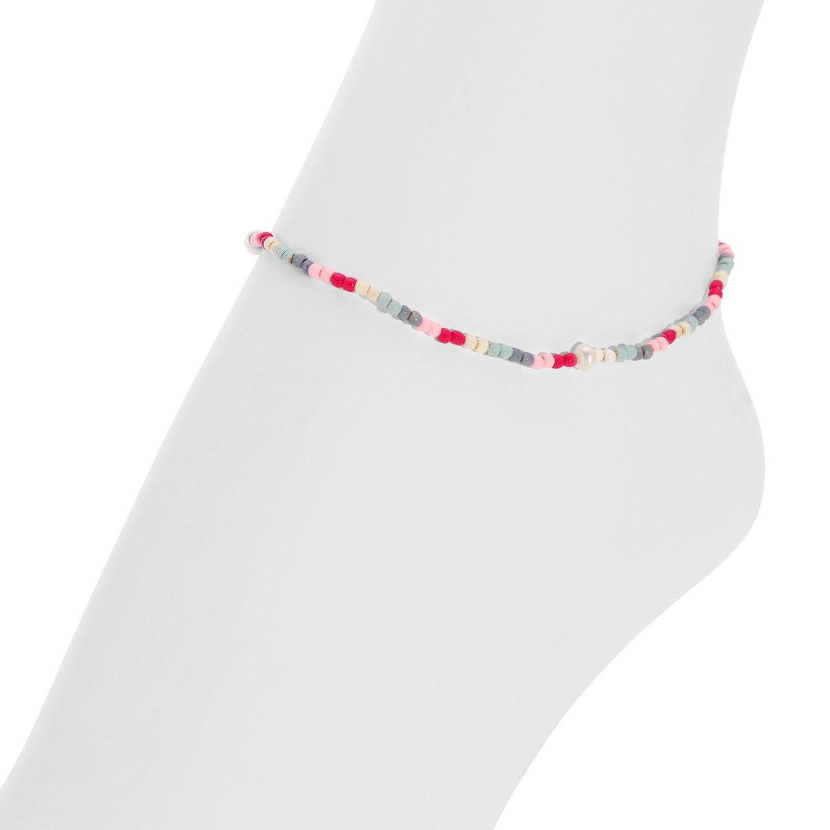 Cotton Candy Stretch Seed Bead Anklet - Splendid Iris
