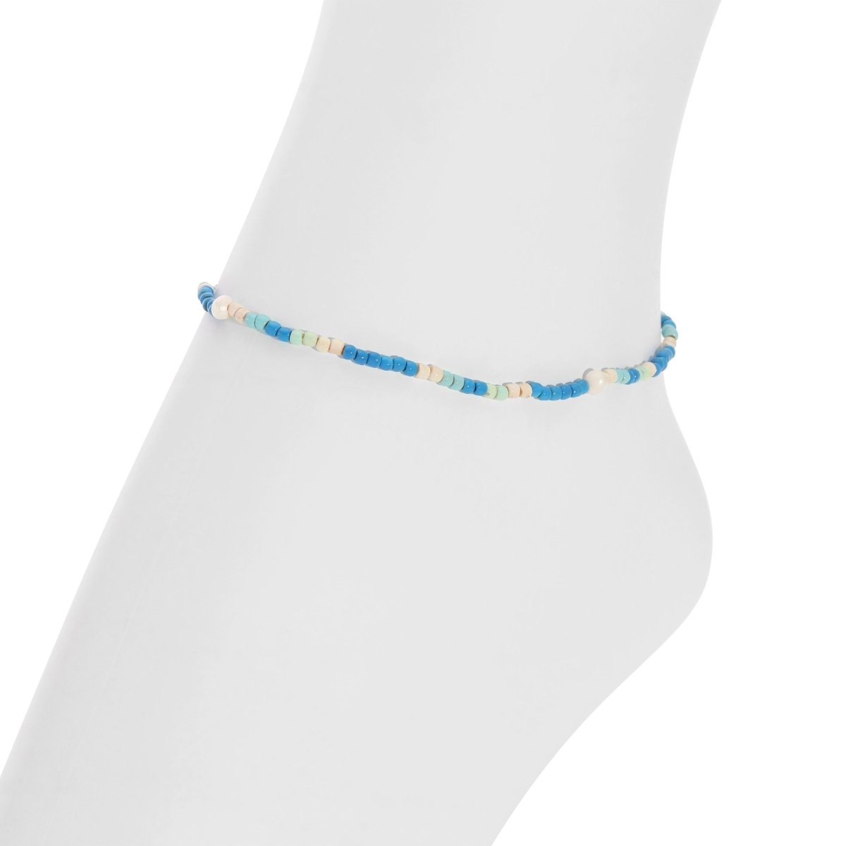 Ocean Breeze Stretch Seed Bead Anklets - Splendid Iris