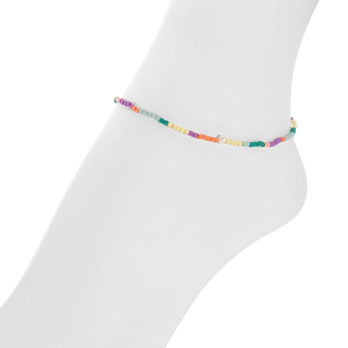 Island Oasis Stretch Seed Bead Anklet - Splendid Iris