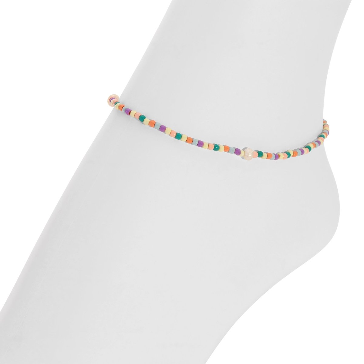 Island Oasis Stretch Seed Bead Anklet - Splendid Iris