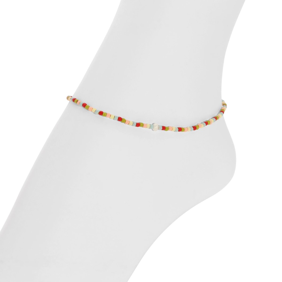 Strawberry Shortcake Stretch Seed Bead Anklet - Splendid Iris