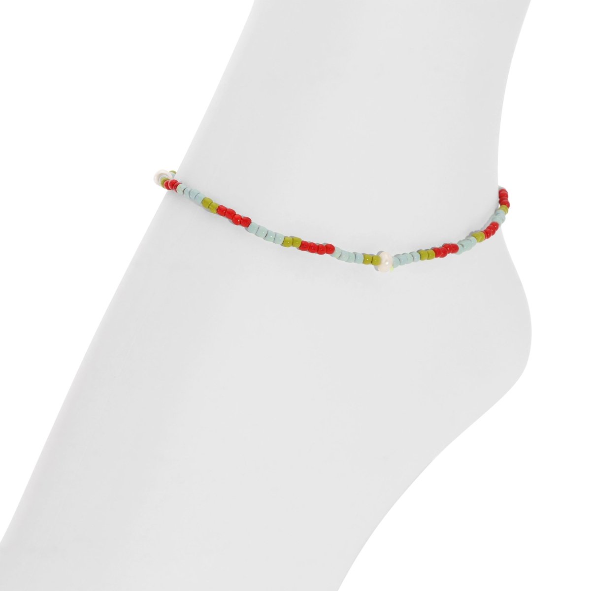 Strawberry Shortcake Stretch Seed Bead Anklet - Splendid Iris