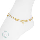 Double Layer Flat Charmed Anklet, Water Resistant - Splendid Iris