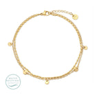 Double Layer Flat Charmed Anklet, Water Resistant - Splendid Iris