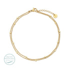 Double Layer Accented Chains Anklet, Water Resistant - Splendid Iris
