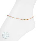 Sweetly Colored Delicate Chain Anklet, Water Resistant - Splendid Iris