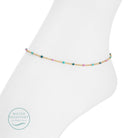 Sweetly Colored Delicate Chain Anklet, Water Resistant - Splendid Iris