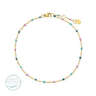 Sweetly Colored Delicate Chain Anklet, Water Resistant - Splendid Iris