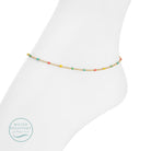 Sweetly Colored Delicate Chain Anklet, Water Resistant - Splendid Iris