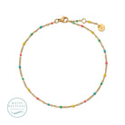 Sweetly Colored Delicate Chain Anklet, Water Resistant - Splendid Iris