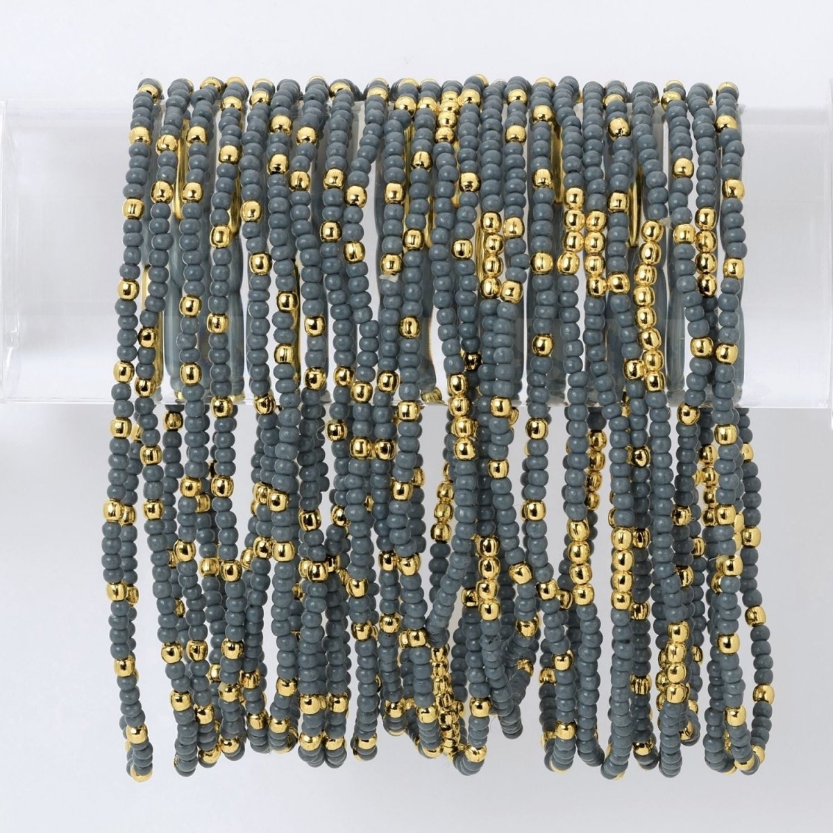 Set/4 Solid Color 2mm Seed Bead Bracelets - Splendid Iris