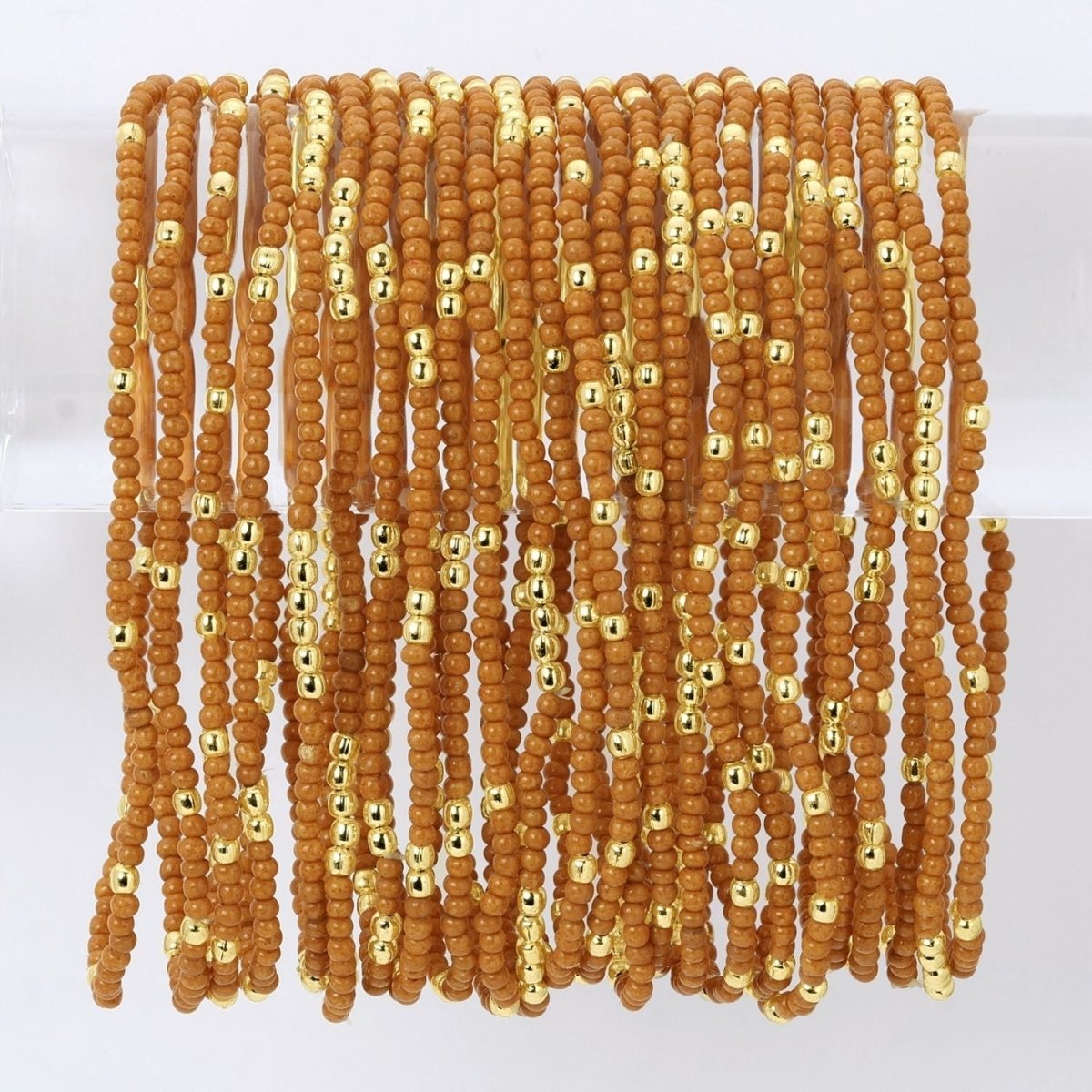 Set/4 Solid Color 2mm Seed Bead Bracelets - Splendid Iris