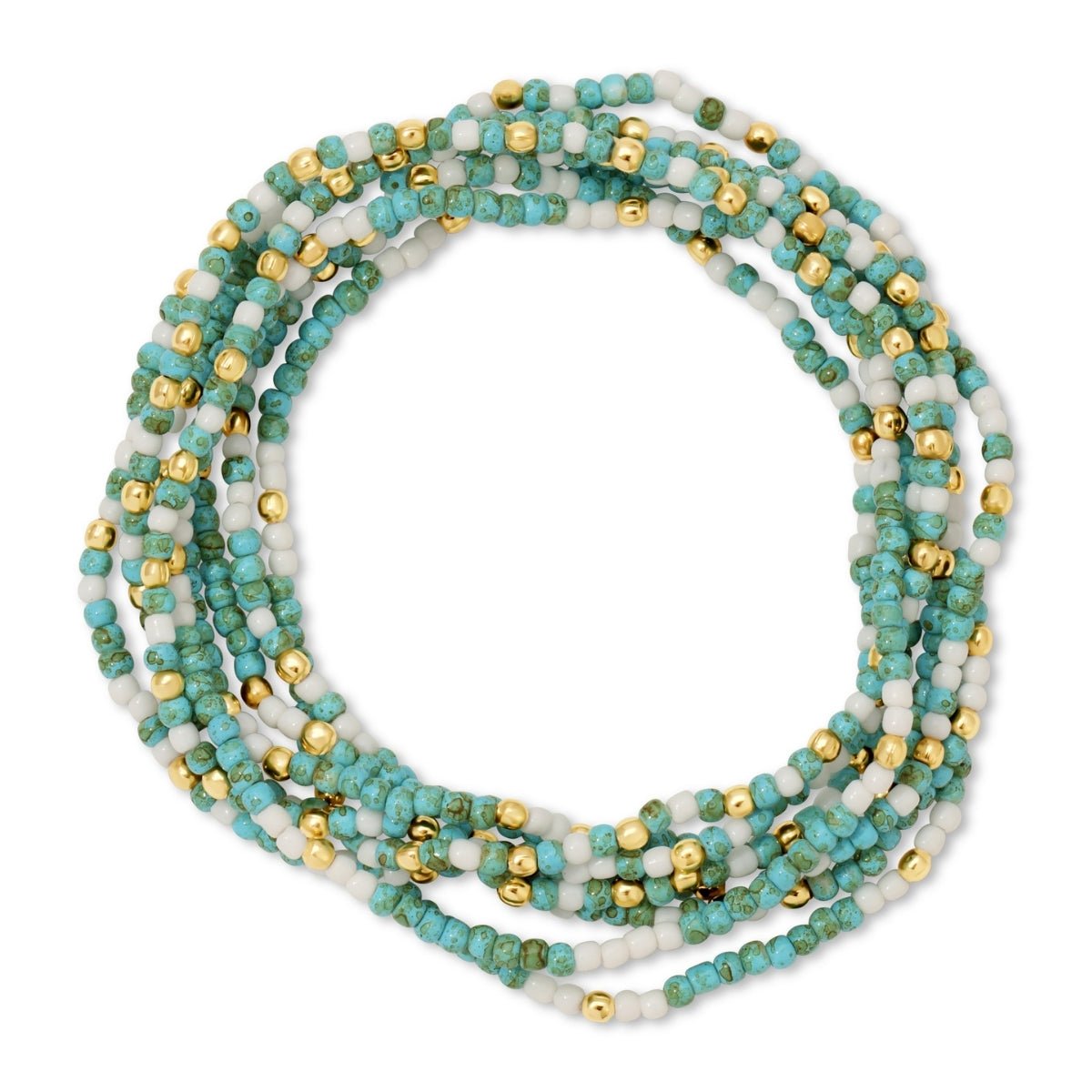 Set/8 Natural - Inspired Seed Bead Bracelets - Splendid Iris