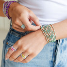 Set/8 Natural - Inspired Seed Bead Bracelets - Splendid Iris