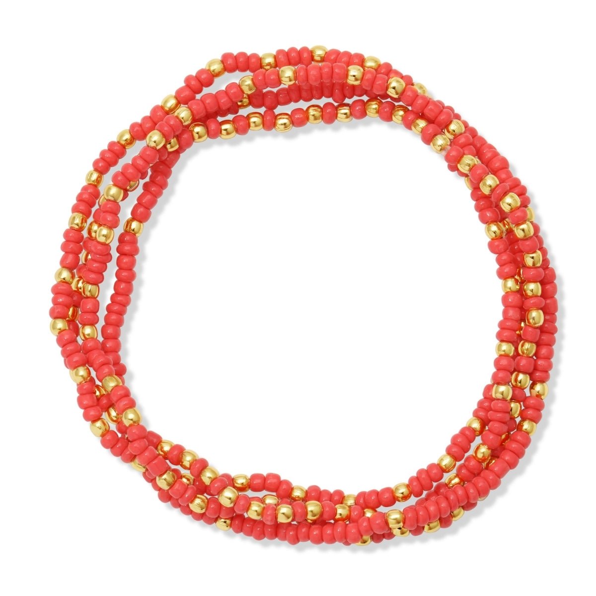 Set/4 Solid Color 2mm Seed Bead Bracelets - Splendid Iris