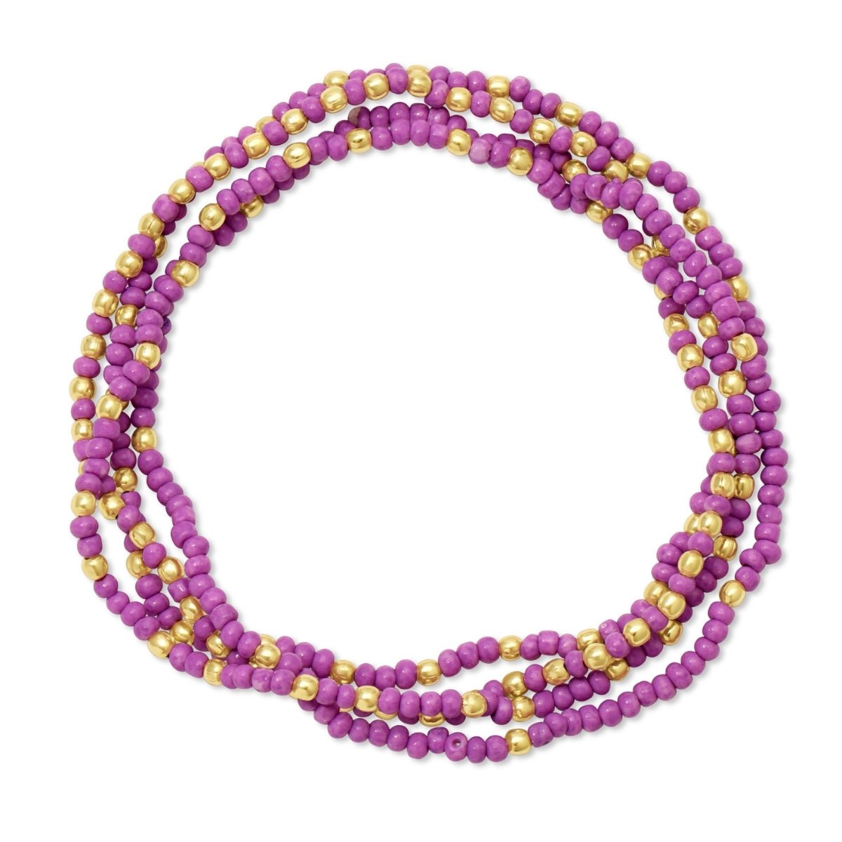 Set/4 Solid Color 2mm Seed Bead Bracelets - Splendid Iris
