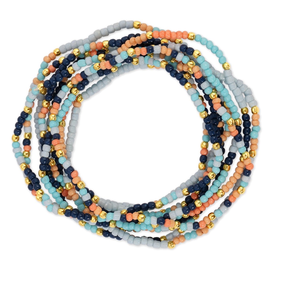 Set/8 Assorted 2mm Seed Bead Bracelets - Splendid Iris