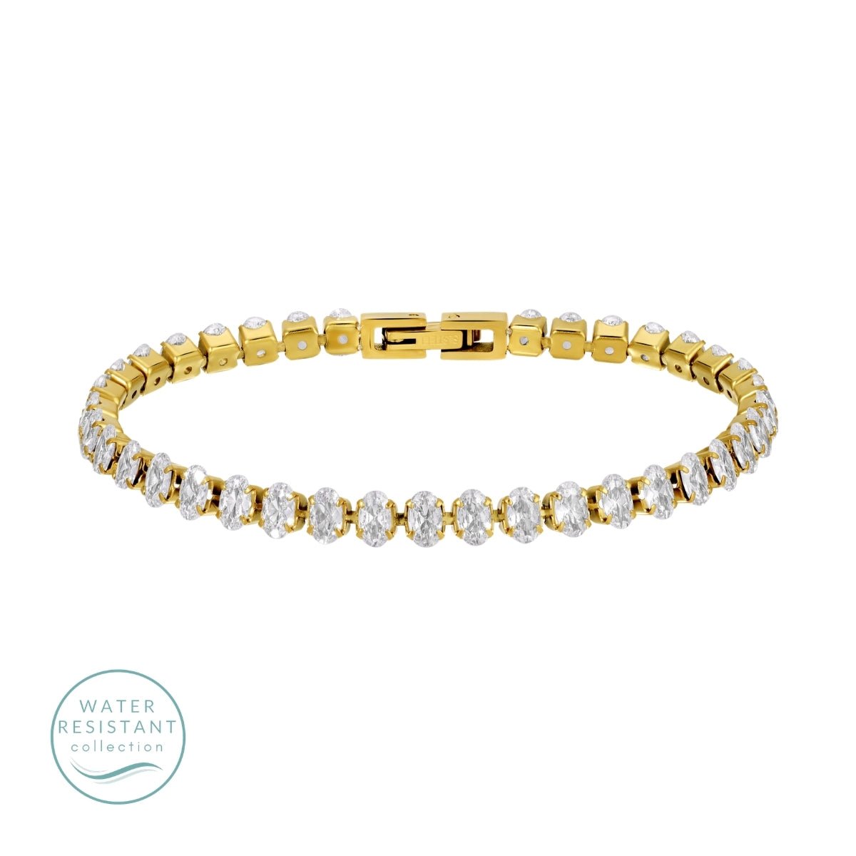 Oval Cubic Zirconia Tennis Bracelet, Water-Resistant - Splendid Iris