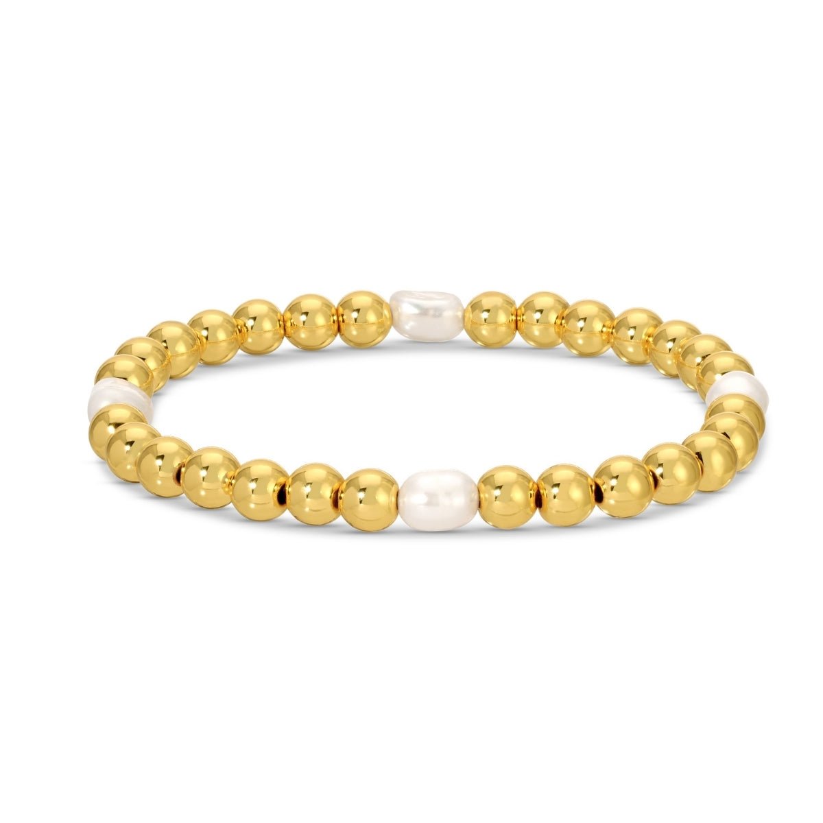 Stretch Bead Bracelet with Large Pearl Accents - Splendid Iris