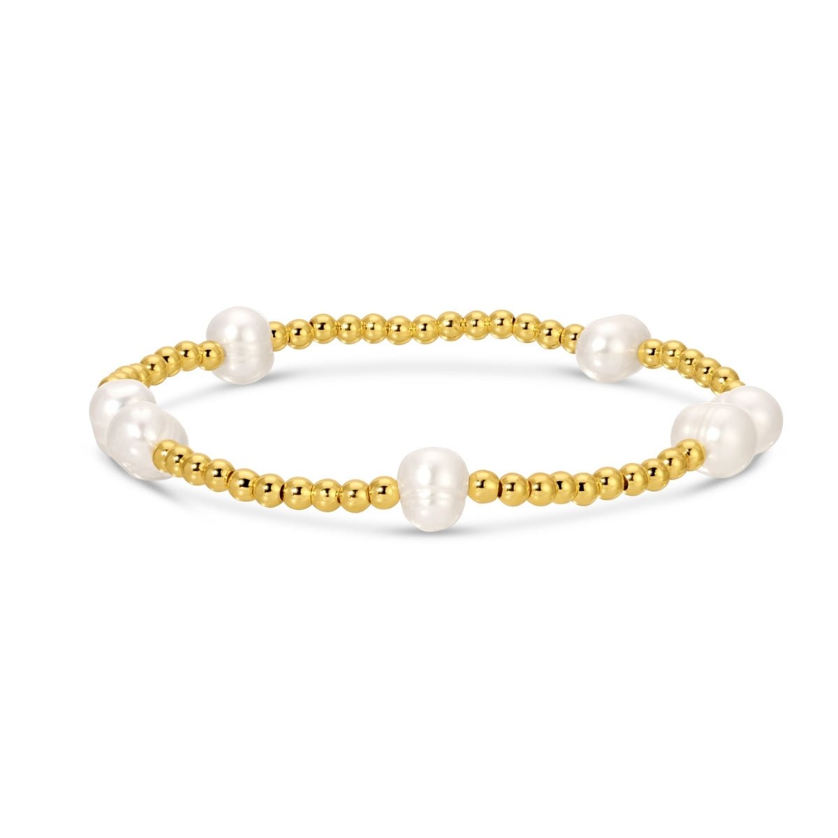 Stretch Bead Bracelet with Large Pearl Accents - Splendid Iris
