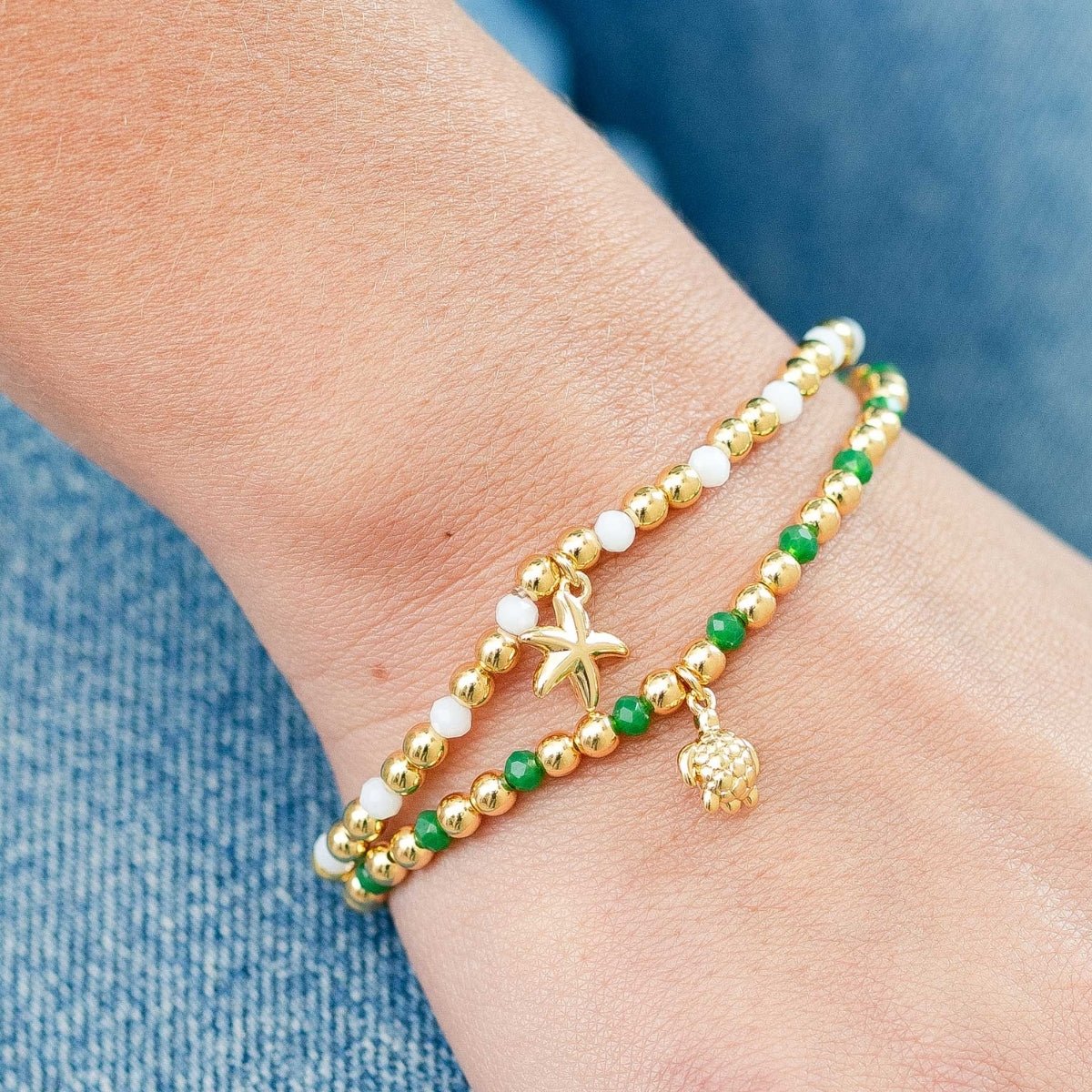 Starfish Charm Beaded Stretch Bracelet - Splendid Iris