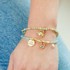 Crab Charm Beaded Stretch Bracelet - Splendid Iris