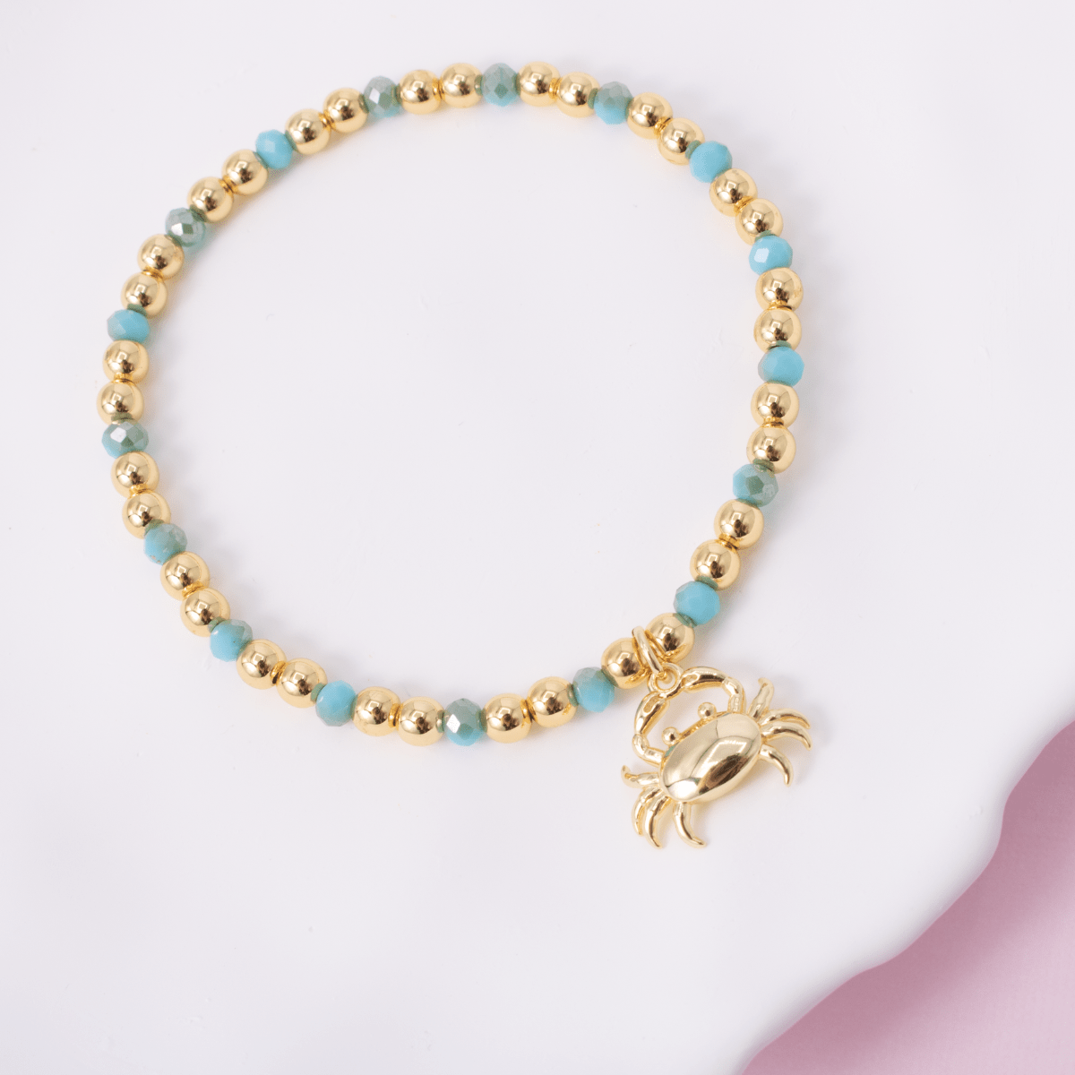 Crab Charm Beaded Stretch Bracelet - Splendid Iris
