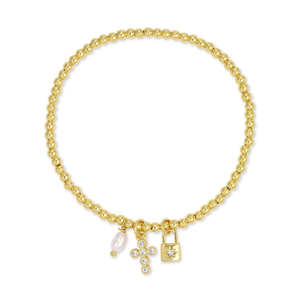 The Devotion Lock and Cross Bracelet - Splendid Iris