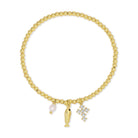 Gold Fish and Cross Charm Beaded Stretch Bracelet - Splendid Iris