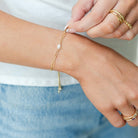 Delicate Link Chain Pearl Pulley Bracelet - Splendid Iris