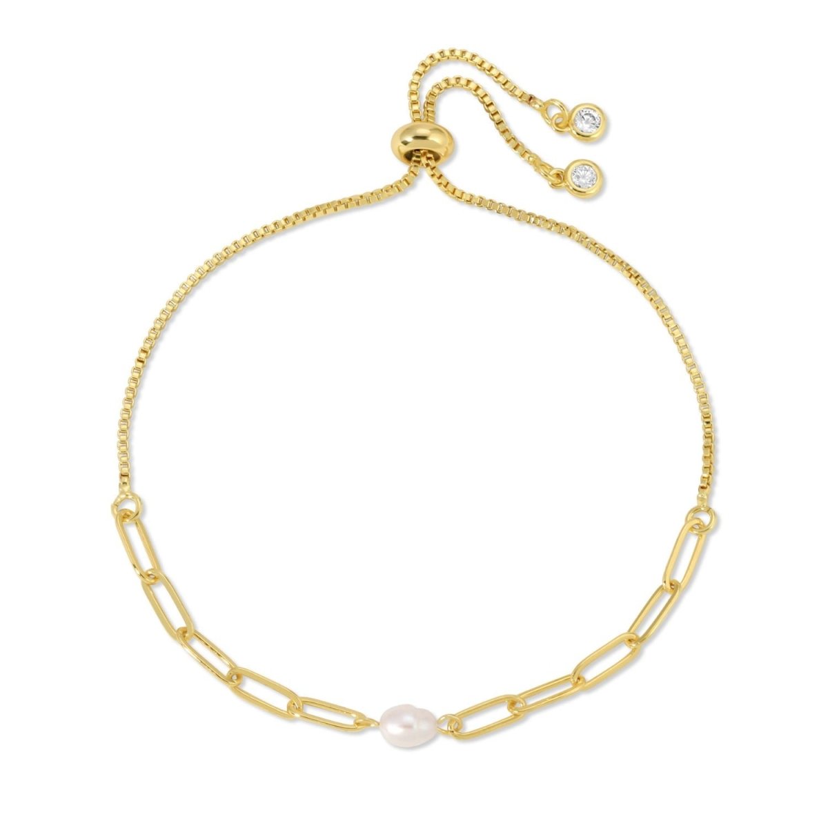 Delicate Link Chain Pearl Pulley Bracelet - Splendid Iris