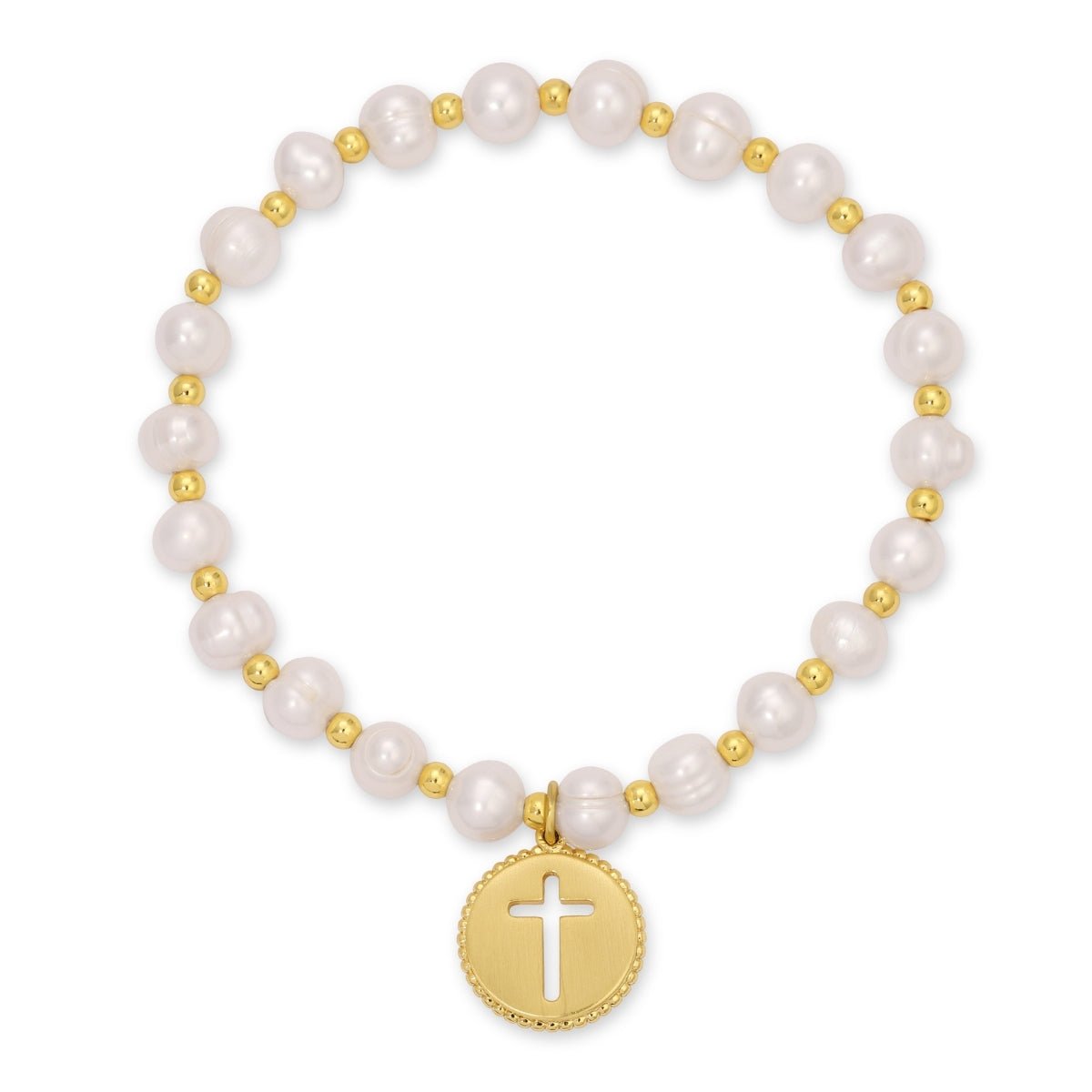 Pearl with Cross Bracelet - Splendid Iris