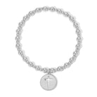 Beaded Stretch Bracelet with Cut-Out Cross Charm - Splendid Iris