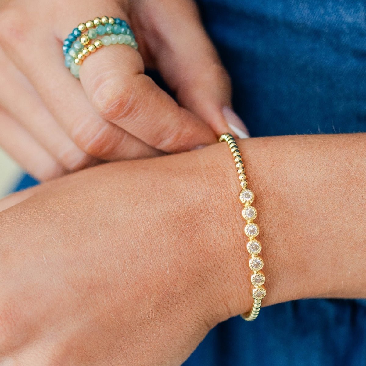 Touch of Sparkle Delicate Cuff Bracelet - Splendid Iris